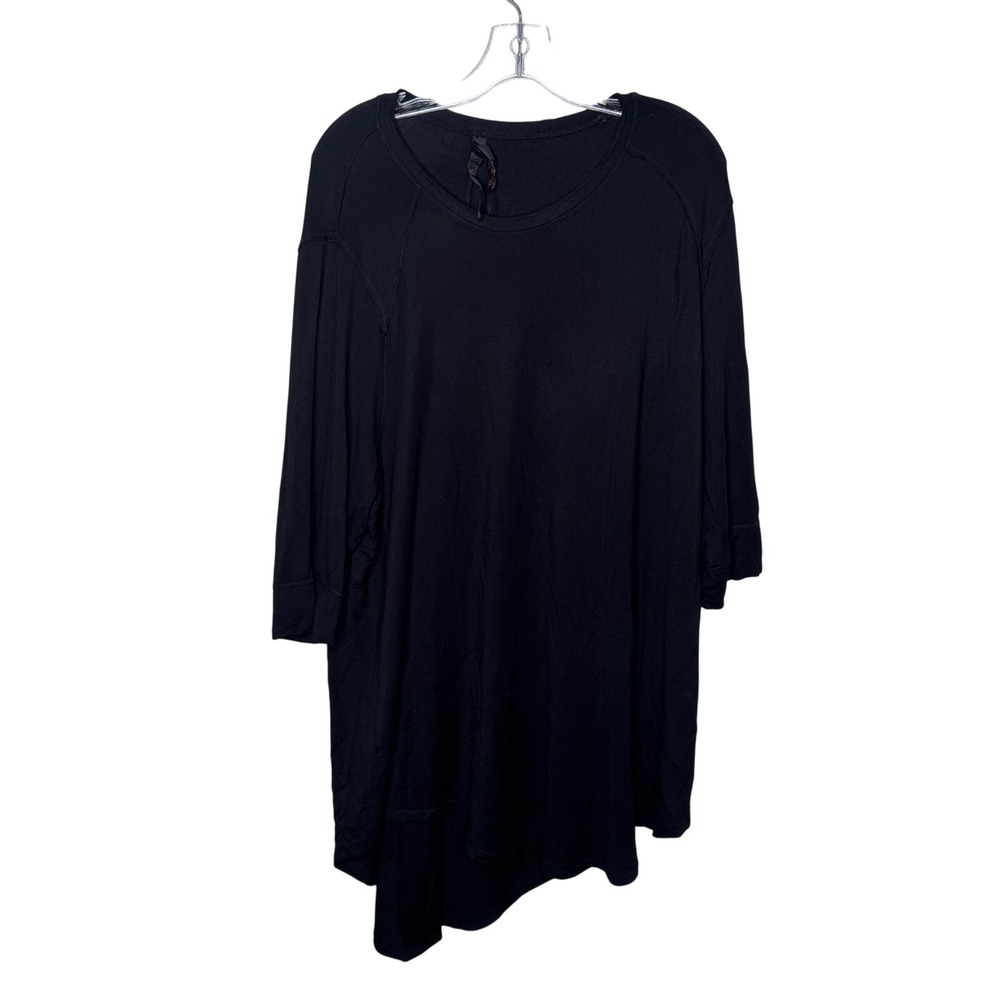 Melissa McCarthy Seven7 Womens 2X Black Modal Asymmetrical Hem Tunic Top
